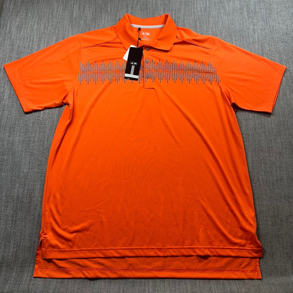 Adidas Golf Polo Shirt Mens XL Orange NWT Graphic Performance Short Slv